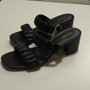 New comfortable black double-strap block heel sandals